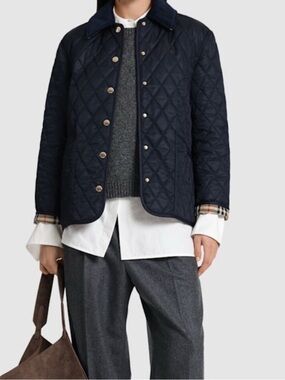 New! Burberry Black Quilted Jacket M